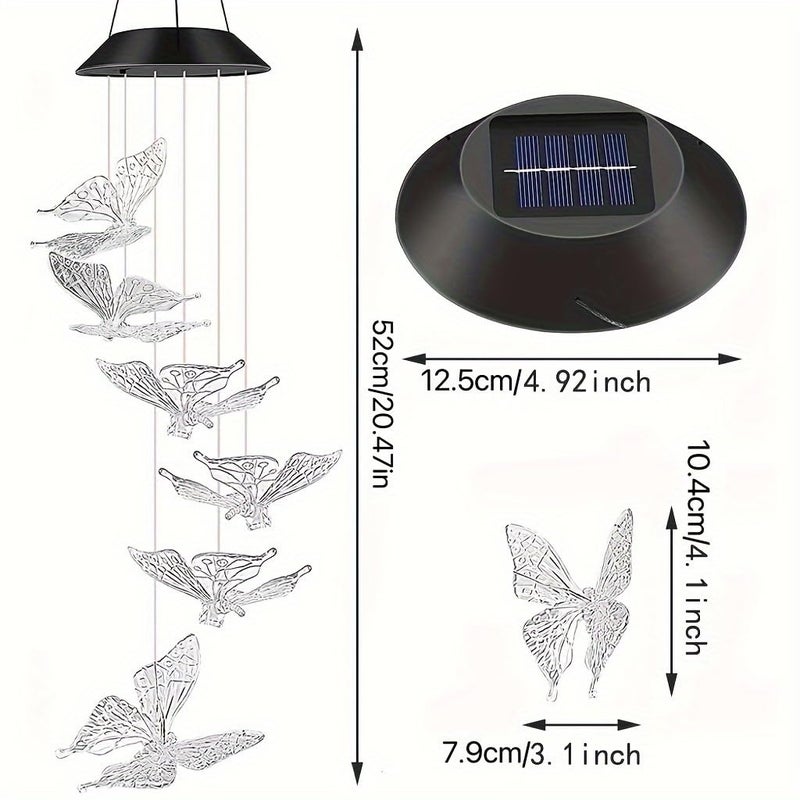 Evolluxi Evolluxi Solar Wind Chime Light Color Changing Crystal Solar Wind Chimes Outdoor Decoration Lights with Waterproof LED Solar Light for Garden Patio Holiday Deco Gift Butterfly Solar - Image 4
