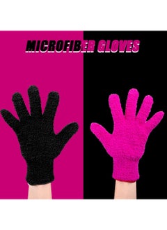 Y&D 4 Pairs Microfiber Gloves, Hair Dye Pink Gloves For Salon Supplies, Reusable Cleaning, Mitt Hairstylist Color 2pcs Black and 2Pcs  - Image 4