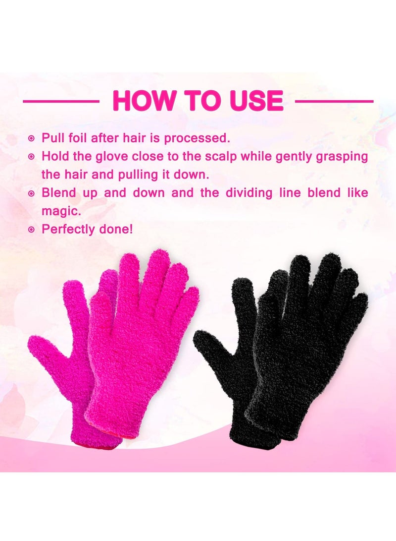Y&D 4 Pairs Microfiber Gloves, Hair Dye Pink Gloves For Salon Supplies, Reusable Cleaning, Mitt Hairstylist Color 2pcs Black and 2Pcs  - Image 3
