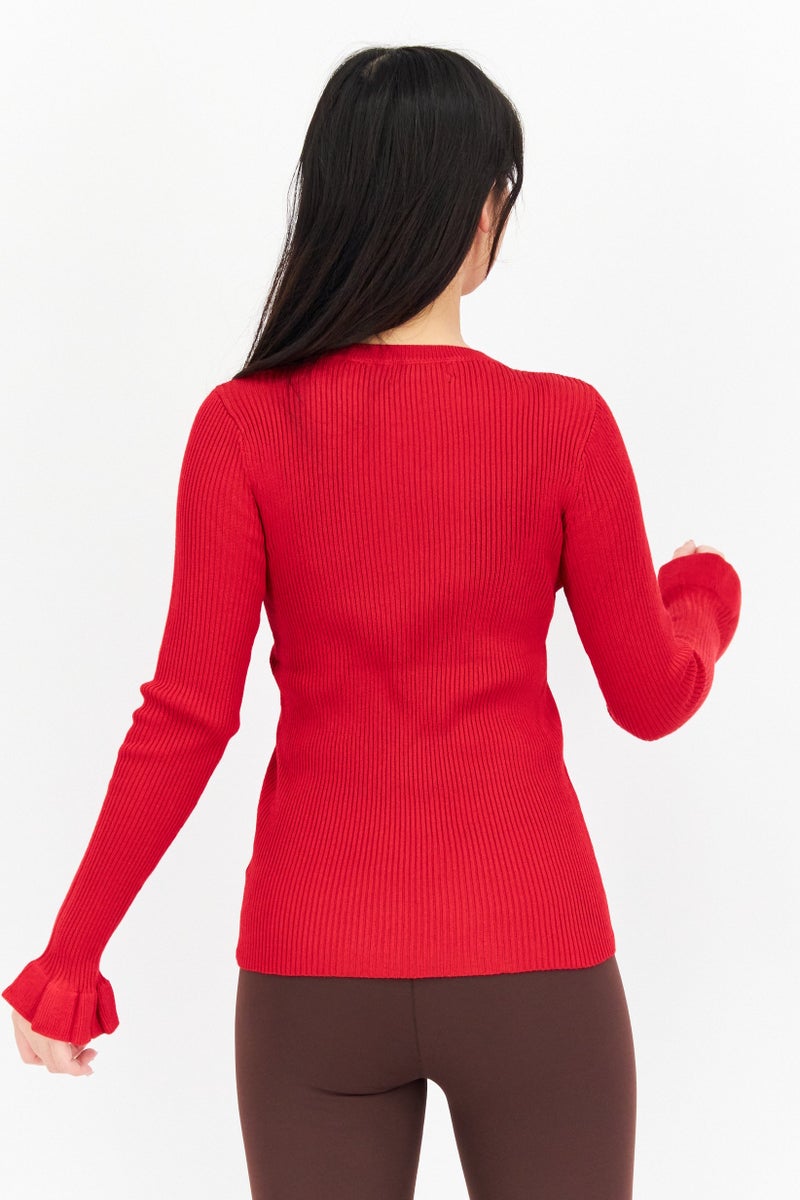 Tahari سويت شيرت نسائي بياقة دائرية، أحمر - Image 3