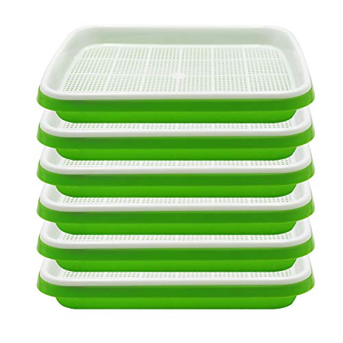 N.C NC Seed Sprouter Tray, 6 Pack Bpa Free Nursey Tray Seed Germination Trays for Wheatgrass, Cat Grass, Microgreens - Image 1