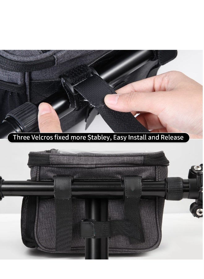 Generic EXCEFORE Bike Handlebar Bag, Front Frame Bag, Large Bicycle Front Storage Pouch Bag, 6.5 inch Transparent Pouch with Shoulder Strapfor Road Mountain Bike Cycling Travel (Black)  - Image 3