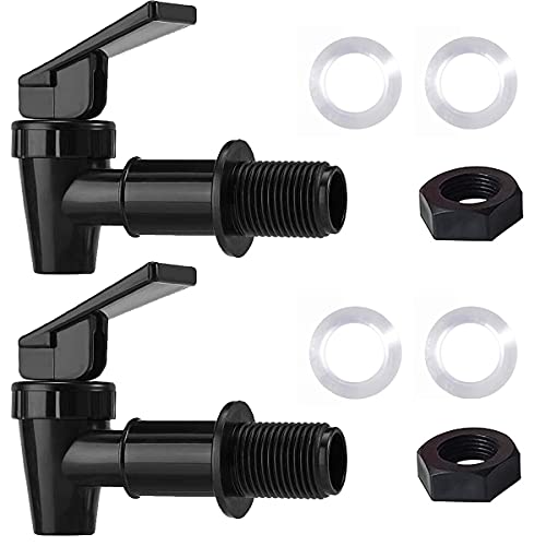 HUINING Water Spigot,BPA Free Plastic Spigot, Universal Replacement Faucet for 5 gallon bucket, Wine Barrels, Water Cooler Filtration Systems and filter water pitcher(2 Black) - Image 1