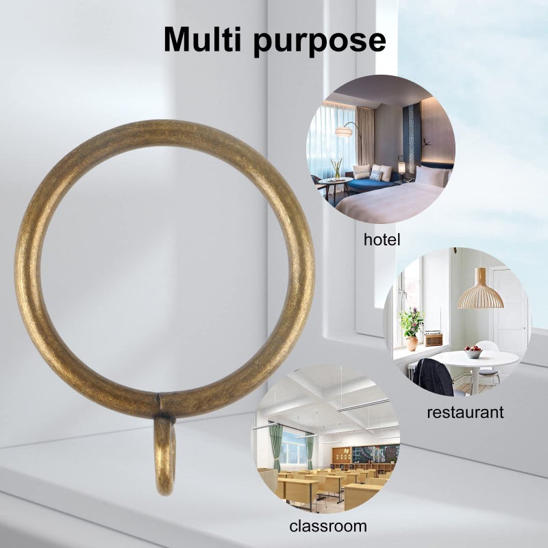 Hanitronic Antique Brass Curtain Rings with Eyelets for Up to 1.0-inch Curtain Rods (Set of 30 PCS Curtain Rings) - Image 3