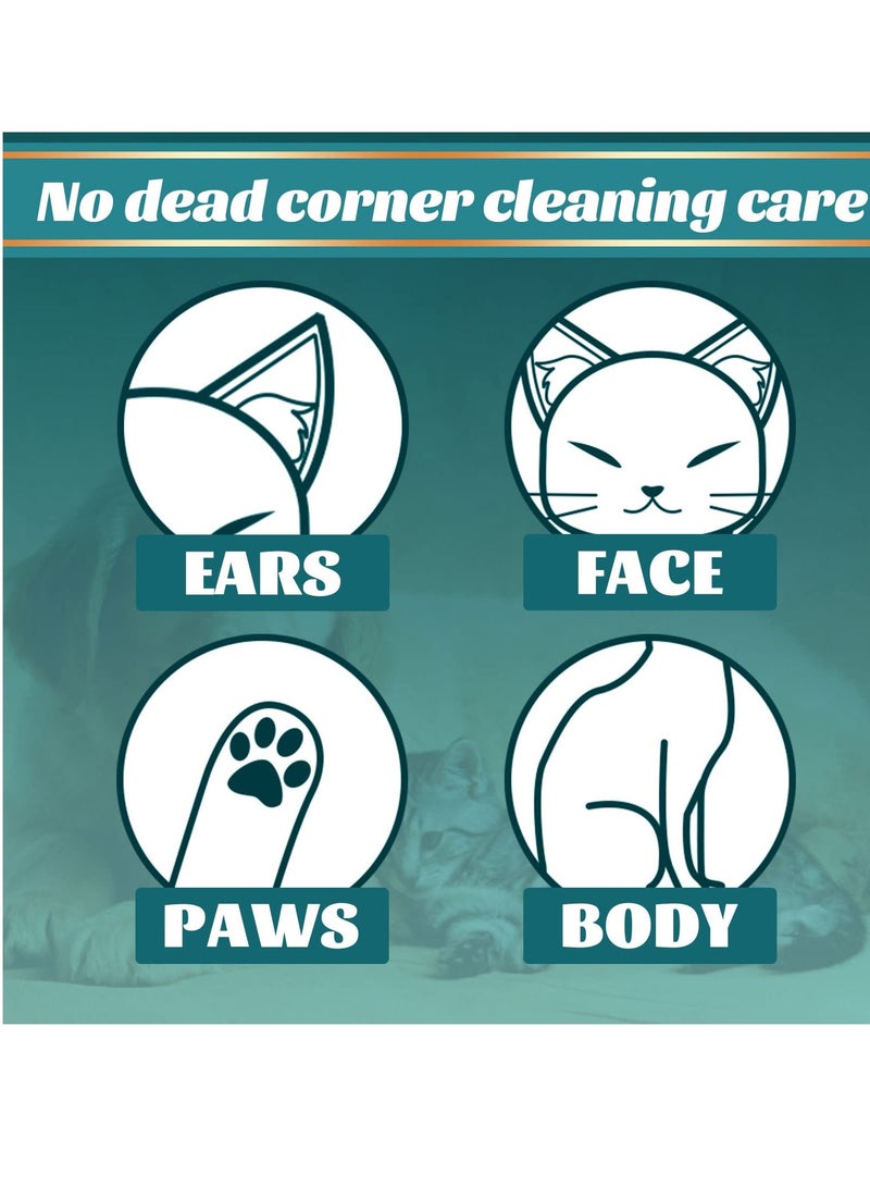Pet Rinse Free Grooming Gloves, 10Pcs Pet Wipes for Dogs & Cats Wash Free Gloves, Cleansing Grooming Puppy Wipes with Plant Extract No Rinse Thick Extra