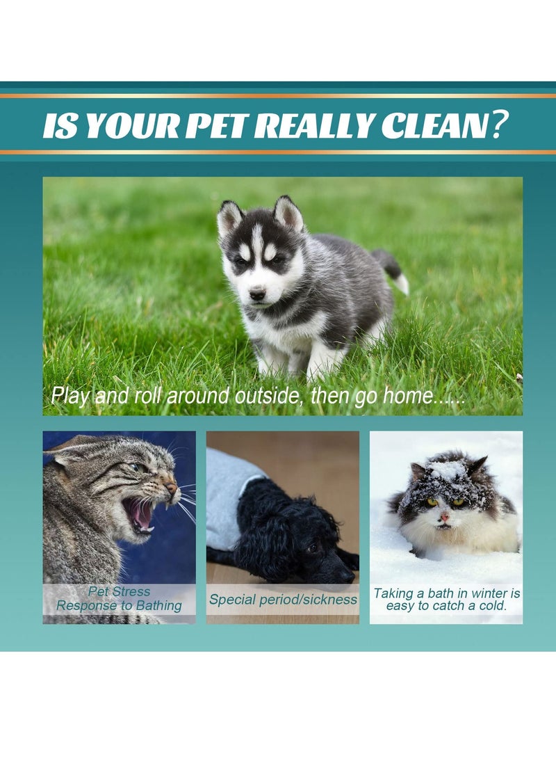KASTWAVE Pet Rinse Free Grooming Gloves, 10Pcs Pet Wipes for Dogs & Cats Wash Free Gloves, Cleansing Grooming Puppy Wipes with Plant Extract No Rinse Thick Extra  - Image 4