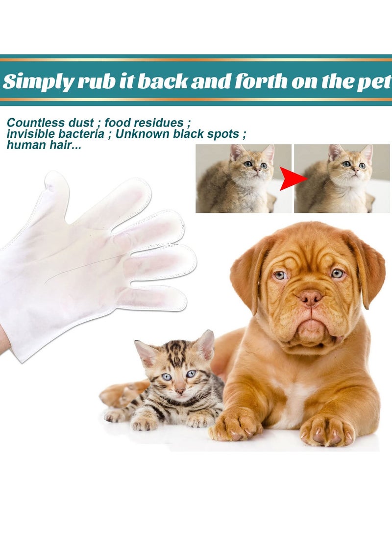 KASTWAVE Pet Rinse Free Grooming Gloves, 10Pcs Pet Wipes for Dogs & Cats Wash Free Gloves, Cleansing Grooming Puppy Wipes with Plant Extract No Rinse Thick Extra  - Image 3
