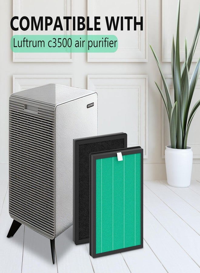 FMDZFL C3500 Pet Filter Replacement Compatible with LUFTRUM C3500 and C3500 WiFi Air Purifier, H13 True HEPA Filtration Activated Carbon Filter (4 Pack - 4 Filters) - Image 2