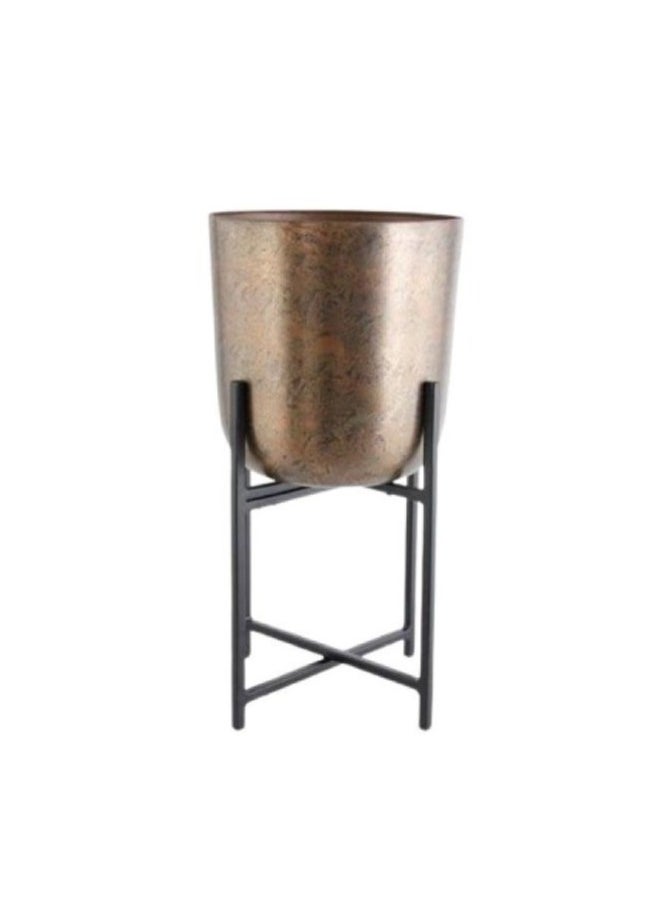 Zahrat Al Raiyan round metal pots planters with stand size L 