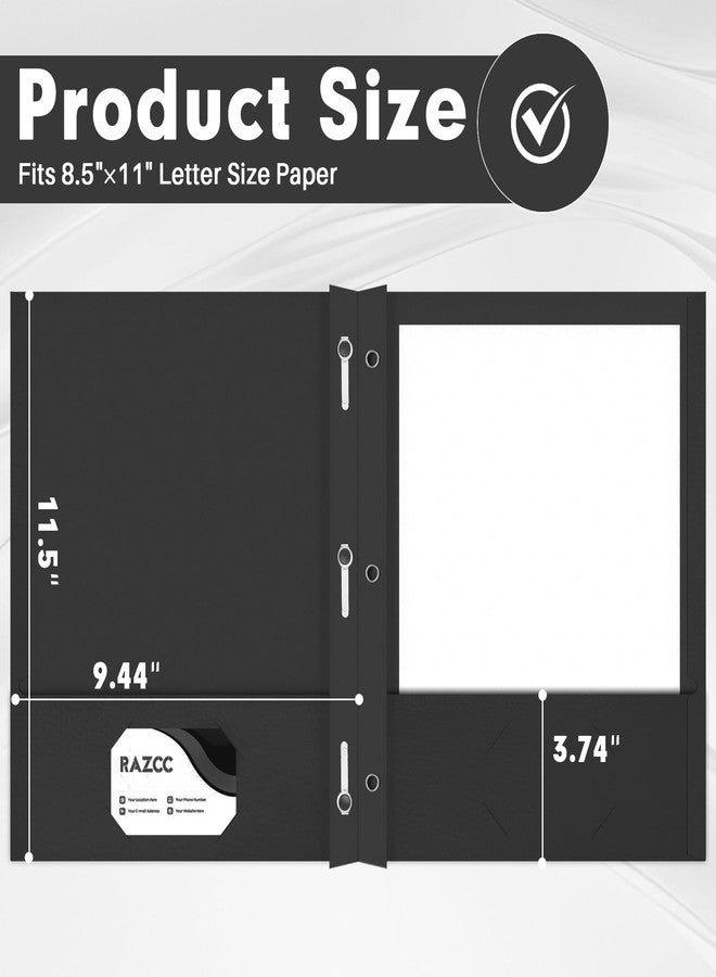 RAZCC Two Pocket Folders, 75 Pack Two Pocket Folders with Prongs, 3 Prong Folders Fit Letter Size Paper, Pocket File Folders for School Office Home Business, Black - Image 2