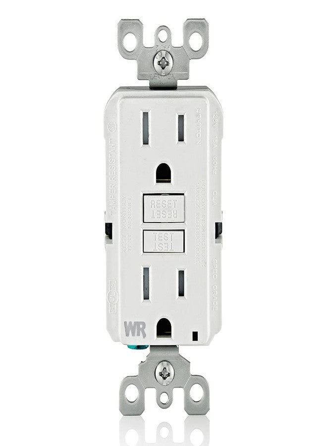 Leviton GFCI Weather-Resistant Outlet, 15 Amp, Self Test, Tamper-Resistant with LED Indicator Light, Outdoor Locations, GFWT1-W, White - Image 1