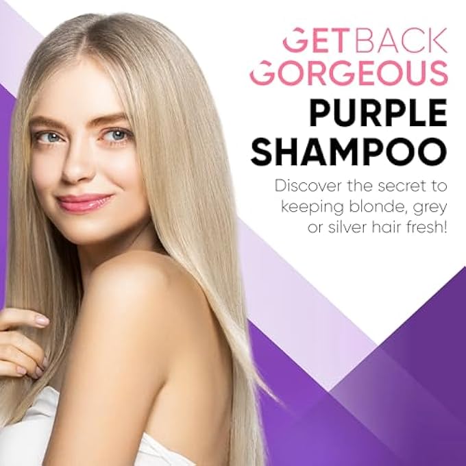 Get Back Gorgeous PURPLE SHAMPOO FOR BLONDE HAIR BY GBG  BLONDE SHAMPOO INSTANTLY ELIMINATE BRASSINESS & YELLOWS - BRIGHTEN BLONDE, SILVER & GREY W/CELEBRITY STYLIST CREATED PURPLE TONING SHAMPOO  8OZ - Image 2