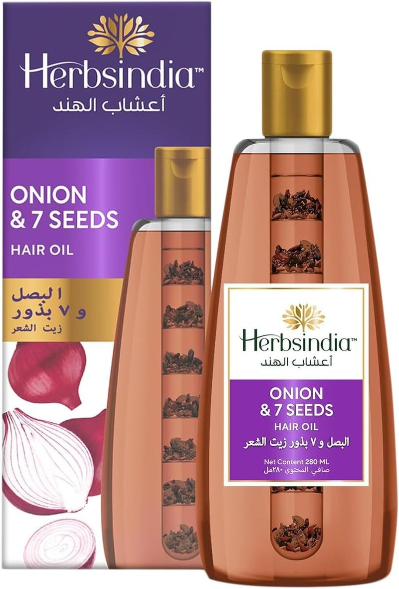 Herbsindia زيت شعر بصل هيربس إنديا و 7 بذور عشبية - 280 مل - Image 1