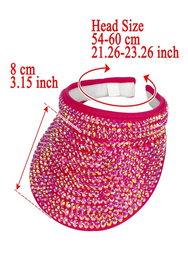 كيجيا عبوة من قطعتين من قبعات الشمس اللامعة المرصعة بأحجار الراين، مناسبة للرجال والنساء، قبعات رياضية لامعة مرصعة بالكريستال للجولف والشاطئ والتنس (أسود-وردي) - Image 3
