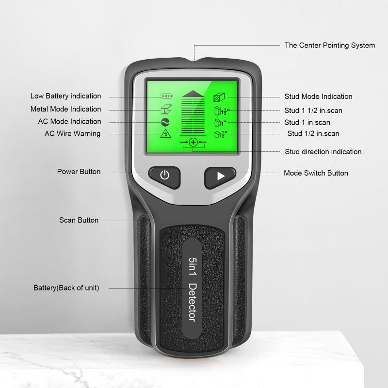 5-in-1 Wall Detector Stud Post Detector Gauge Wall Metal Detector - Image 3