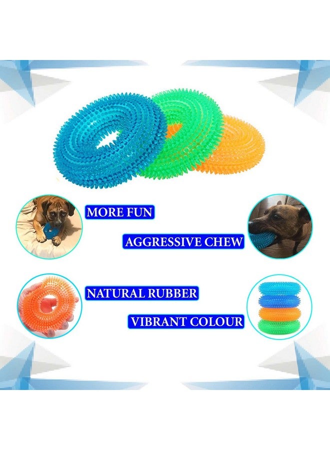 Non-Toxic Squeaky Chewing Ring Soft Stab Balls - Cleaning Teeth Balls Latex Dog Chewing Toys Rubber Fetch Ring Toy (Large)-Availale As Per Color - Image 3
