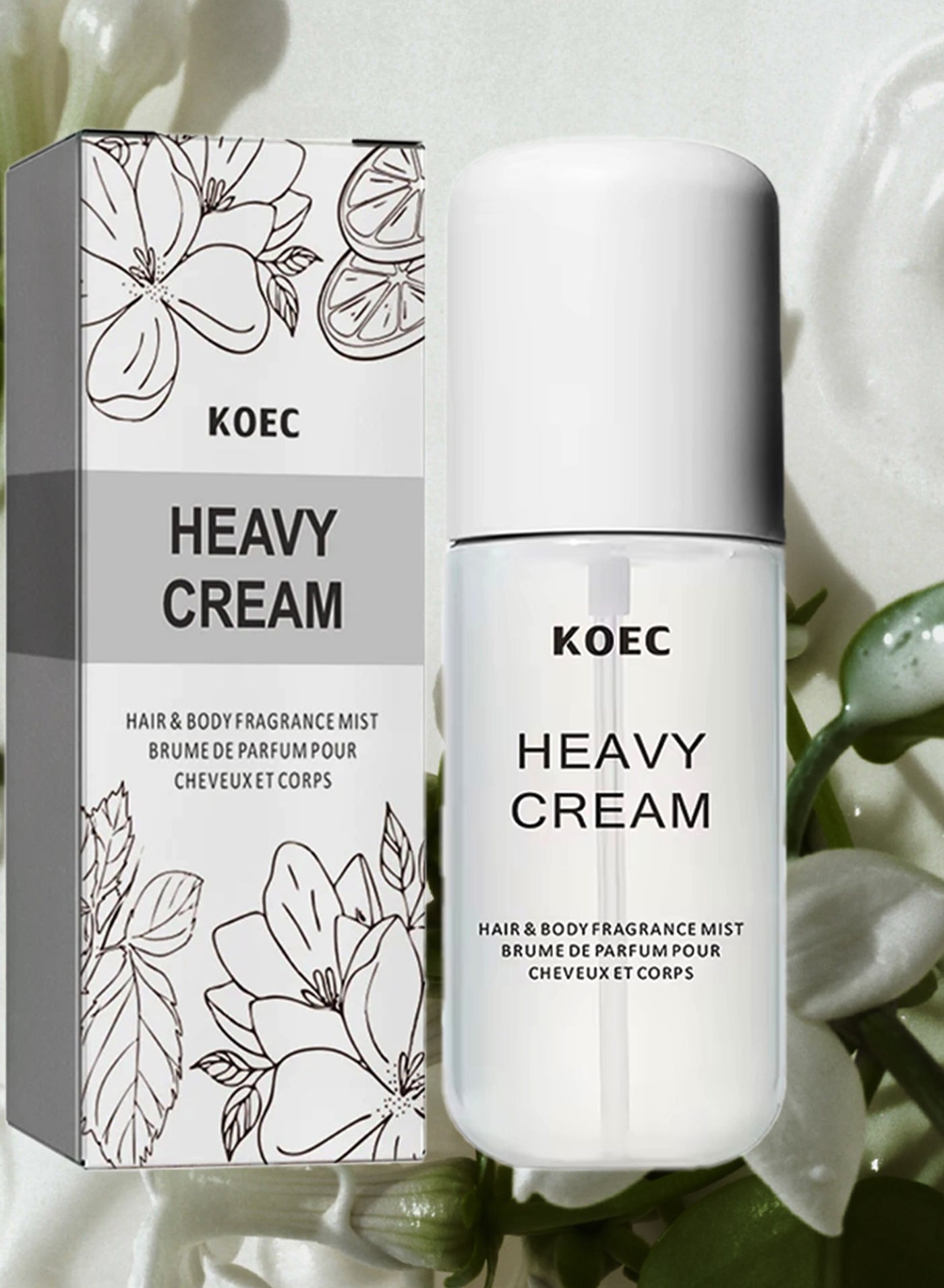 KOEC 50ml Heavy Cream Body and Hair Fragrance Mist Body Mist Spray Travel Size Long Lasting Perfume Haircare Refreshing Moisturizing Hydrating Soft Hair Care Spray