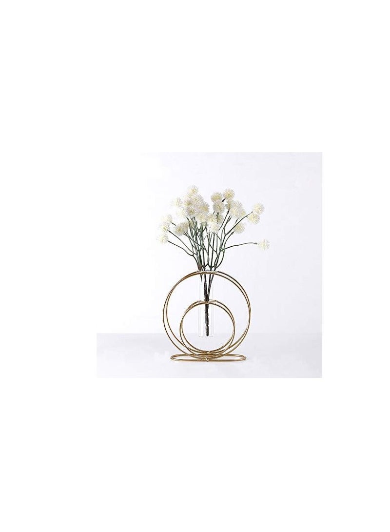Y&D KASTWAVE Glass Flower Vase with Metal Frame Stand Modern Creative Geometry Desktop Planter Indoor Décor Hydroponics Plants for Home Office Garden Wedding Decor - Image 4