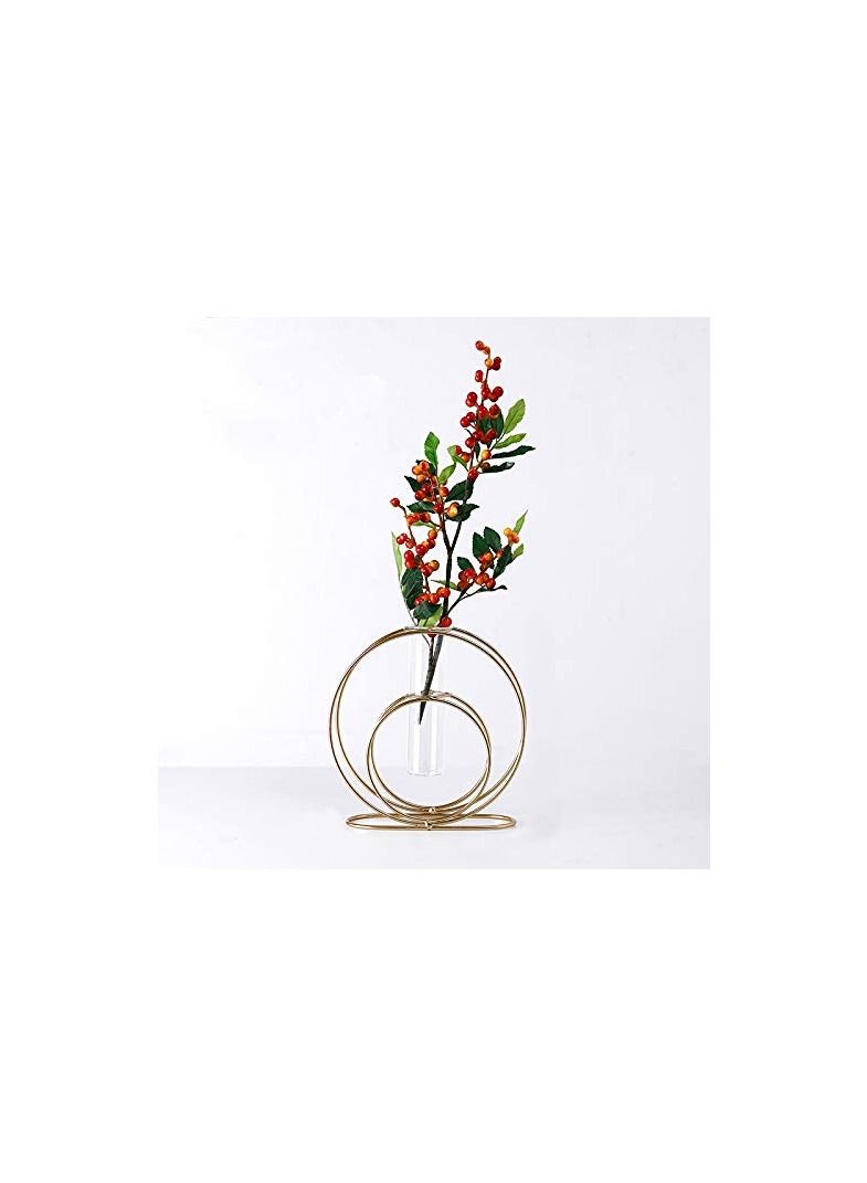Y&D KASTWAVE Glass Flower Vase with Metal Frame Stand Modern Creative Geometry Desktop Planter Indoor Décor Hydroponics Plants for Home Office Garden Wedding Decor - Image 2