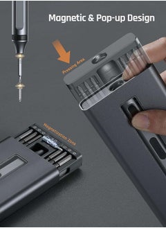 SYOSI Mini Electric Screwdriver 50 in 1 Electric Screwdriver Kit with 48 Magnetic Bits Precision Screwdriver Cordless Repair Tool with Tweezers and Pry Bar  - Image 2