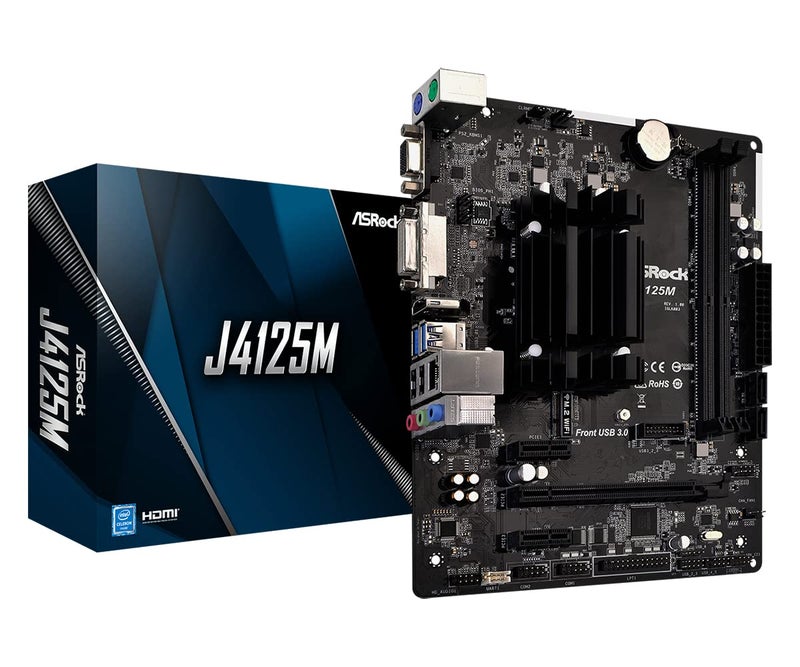 ASRock J4125M Intel QuadCore Processor J4125 Up to 27 GHz Motherboard