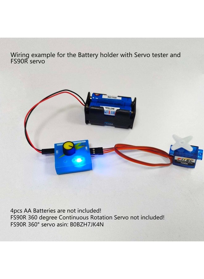 Wishiot - 4 Cell Aa Battery Holder Case With Jr Connector 2P Black Red Wire + 3Ch Digital Servo Tester Esc Speed Controller Checker Ccpm Servo Consistency Master For Helicopter Car Boat Robot Servo - Image 1