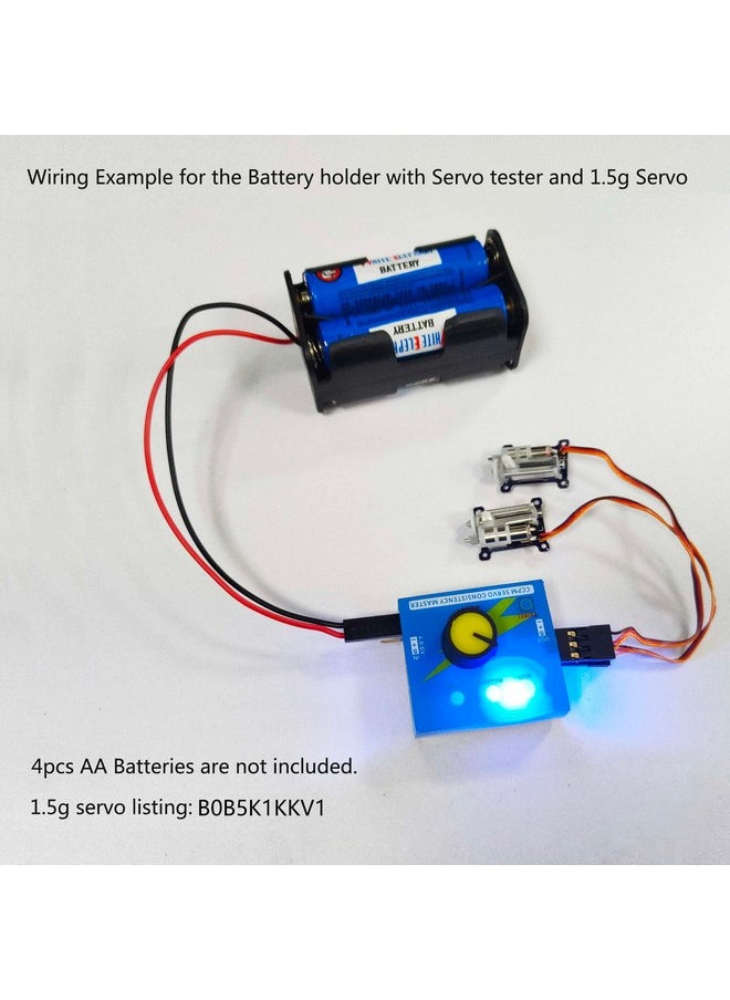 Wishiot - 4 Cell Aa Battery Holder Case With Jr Connector 2P Black Red Wire + 3Ch Digital Servo Tester Esc Speed Controller Checker Ccpm Servo Consistency Master For Helicopter Car Boat Robot Servo - Image 1