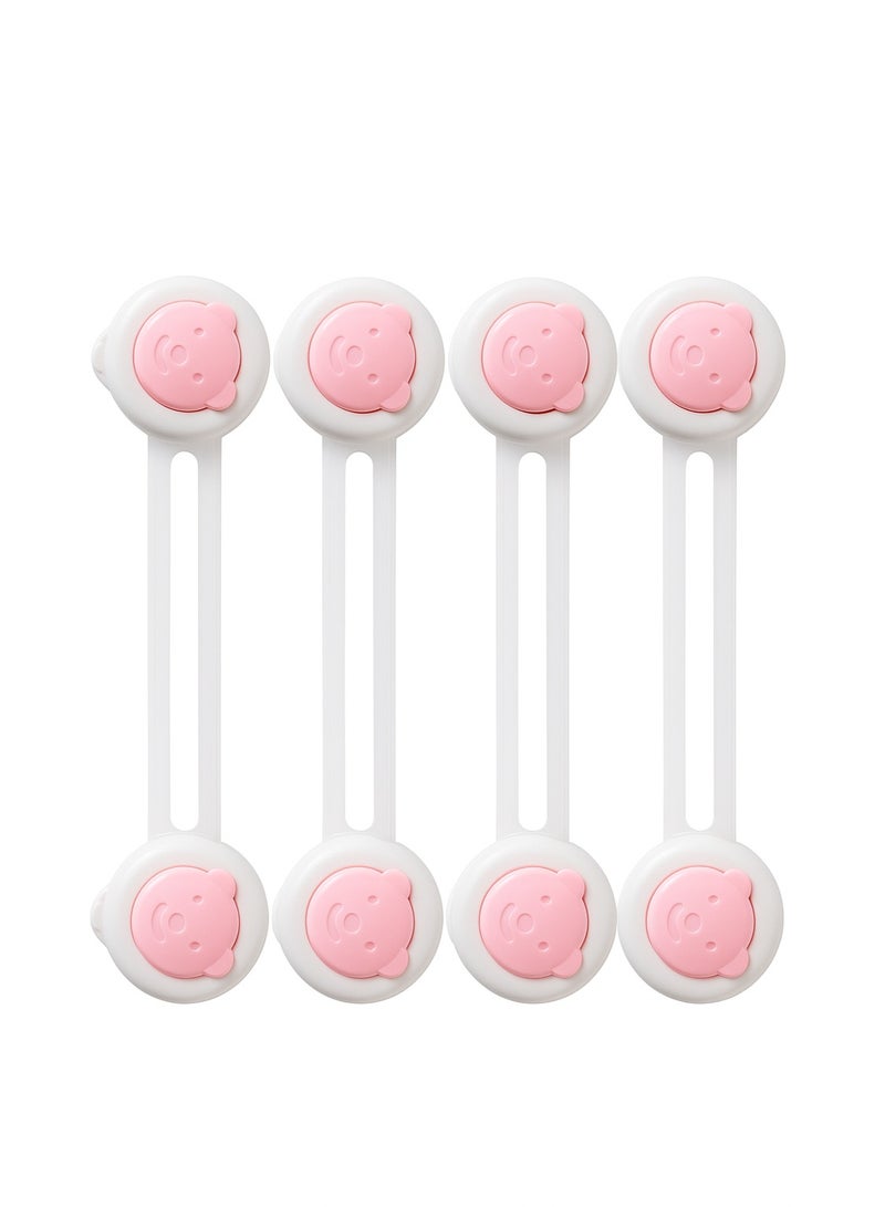 Flexible Child Safety Lock with Bear Design - 4 Piece Pink color - Image 2