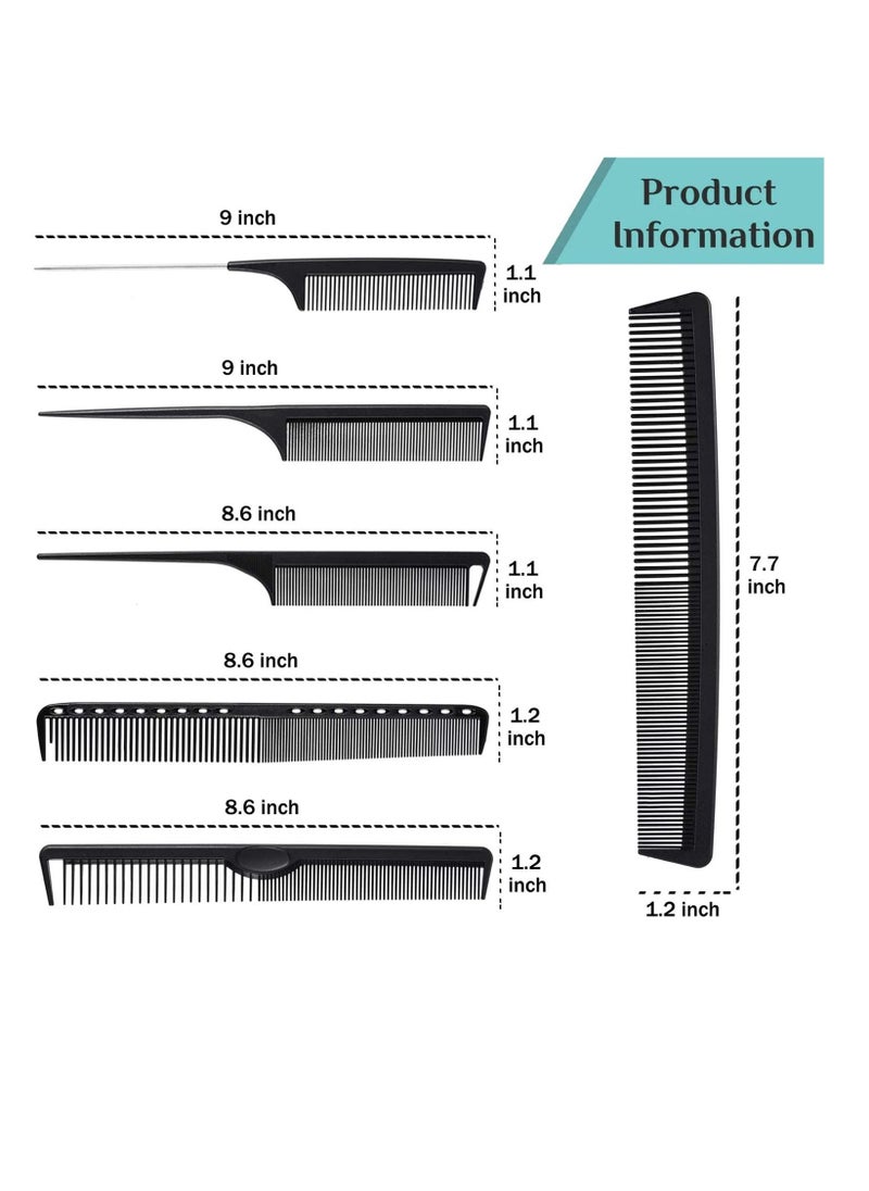 Y&D Carbon Fiber Hair Combs Set, General Styling Grooming Comb, Anti Static Heat Resistant Hairdressing Comb 6 pack, Fine and Wide Tooth Barber Rat Tail  - Image 3