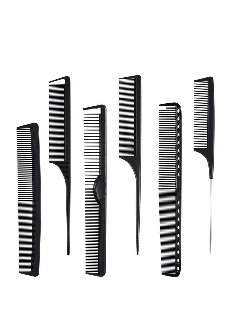 Y&D Carbon Fiber Hair Combs Set, General Styling Grooming Comb, Anti Static Heat Resistant Hairdressing Comb 6 pack, Fine and Wide Tooth Barber Rat Tail  - Image 1