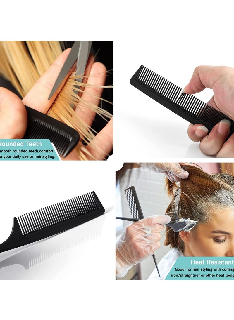 Y&D Carbon Fiber Hair Combs Set, General Styling Grooming Comb, Anti Static Heat Resistant Hairdressing Comb 6 pack, Fine and Wide Tooth Barber Rat Tail  - Image 4