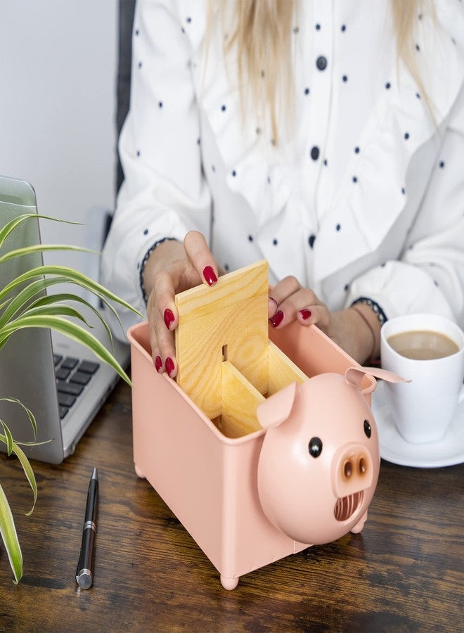 Made Easy Kit Desk Organizer, 1-5 Module Compartments - Storage for Stationery Supplies, Accessories, brushes - Home, Office, School, Dorm, Studio - Build in Pen & Pencil Holder (Pink Pig) - Image 3
