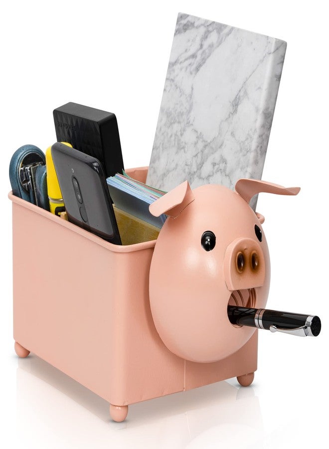 Made Easy Kit Desk Organizer, 1-5 Module Compartments - Storage for Stationery Supplies, Accessories, brushes - Home, Office, School, Dorm, Studio - Build in Pen & Pencil Holder (Pink Pig) - Image 1