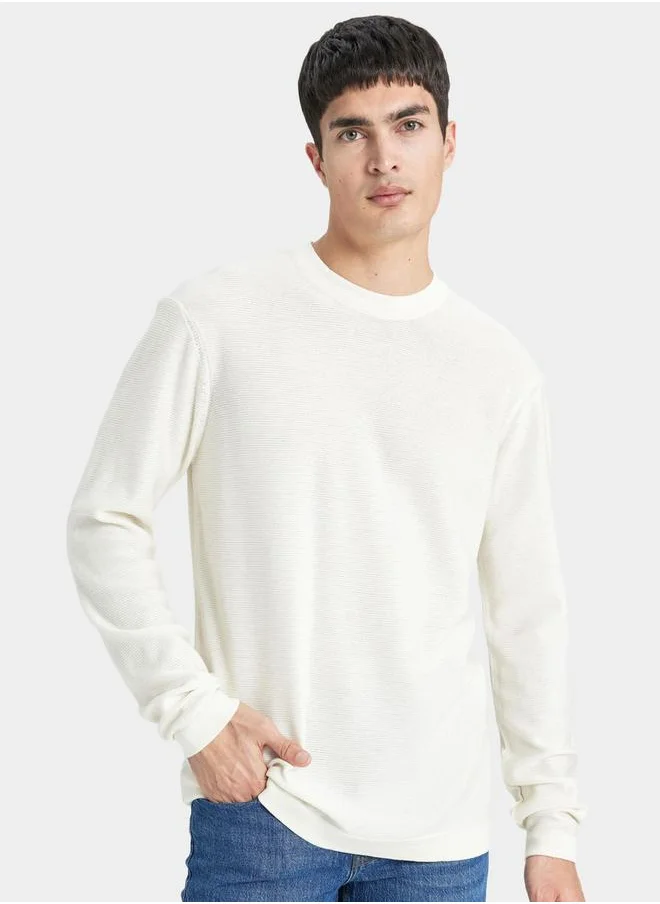 ديفاكتو Regular Fit Crew Neck Knit Sweater