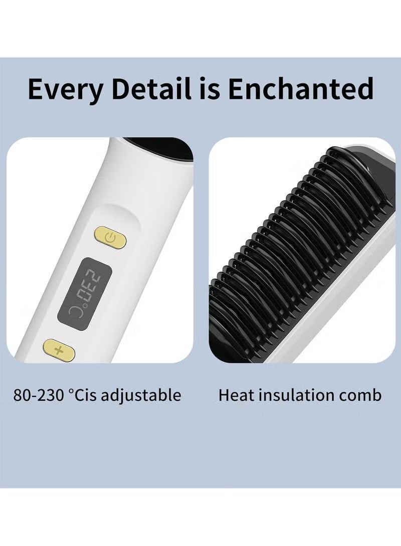 Hair straightener with built-in comb, 2-in-1 straightening brush, perfect for home travel, professional salon, dual heat settings, one-step hair straightener, professional strong ceramic tourmaline ionic heat brush for all hair types - Image 3