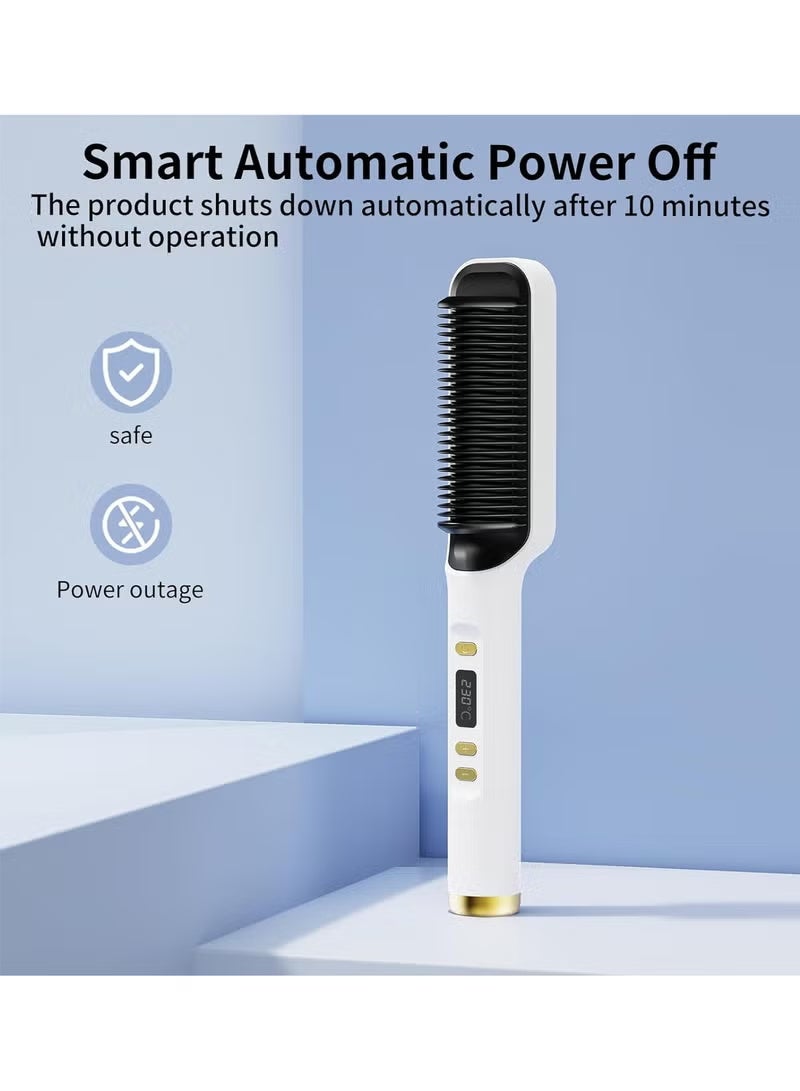 Hair straightener with built-in comb, 2-in-1 straightening brush, perfect for home travel, professional salon, dual heat settings, one-step hair straightener, professional strong ceramic tourmaline ionic heat brush for all hair types - Image 5