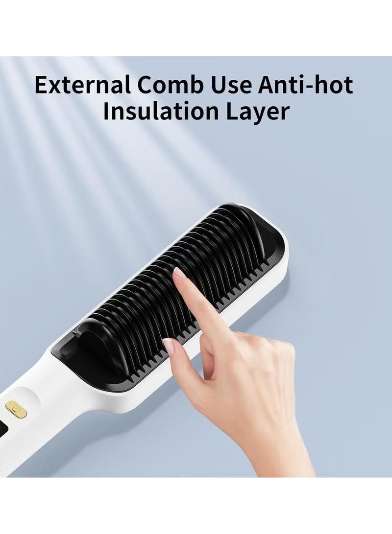 Hair straightener with built-in comb, 2-in-1 straightening brush, perfect for home travel, professional salon, dual heat settings, one-step hair straightener, professional strong ceramic tourmaline ionic heat brush for all hair types - Image 4