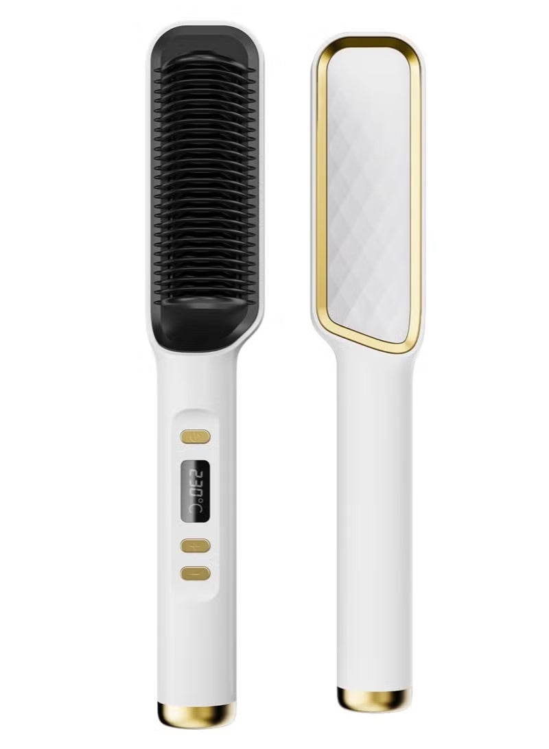 Hair straightener with built-in comb, 2-in-1 straightening brush, perfect for home travel, professional salon, dual heat settings, one-step hair straightener, professional strong ceramic tourmaline ionic heat brush for all hair types - Image 1