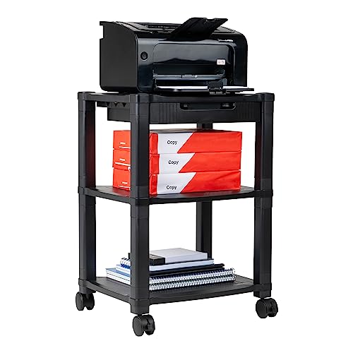 Mind Reader Rolling Printer Cart Utility Cart Printer Stand Desk Storage Office 1725L x 135W x 245H 3Tier Black