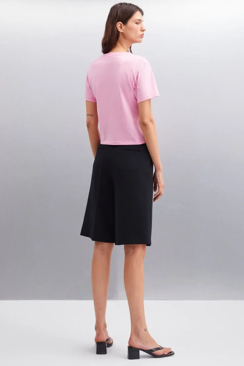 GRIMELANGE Melany Women's 100% Organic Cotton Crew Neck Basic Pink T-shirt