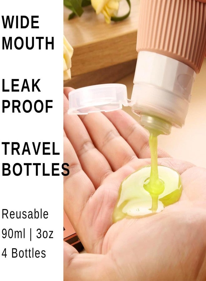 WEZOSHINET Travel Bottles Kit for Toiletries Organizer BPA Free 90ml Silicone Size Containers Portable Split Bottle Accessories for Conditioner Shampoo Lotion - 4 Pack - Image 4