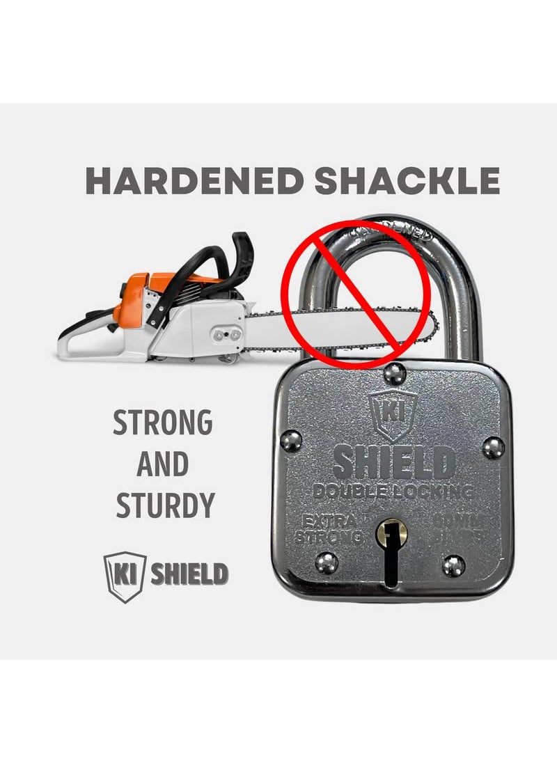 KI SHIELD KI SHIELD Square PAD Lock 60MM ATOOT Square Pad Lock Double Locking Hardened Shackle Corrosion Resistant 8 Levers 3 Keys Riveted Extra Strong Body Durable Long Life Pack of 2  - Image 4