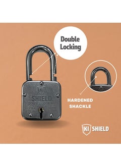 KI SHIELD KI SHIELD Square PAD Lock 60MM ATOOT Square Pad Lock Double Locking Hardened Shackle Corrosion Resistant 8 Levers 3 Keys Riveted Extra Strong Body Durable Long Life Pack of 2  - Image 3