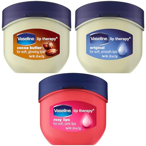 Vaseline Lip Therapy Variety 3-Pack – Original, Rosy Lips, Cocoa Butter Lip Balm Moisturizers in Mini Jars, 0.25 Oz Ea - Image 2