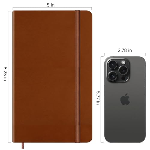 Wiisdatek Notebook Journal, Lined Leather Hard Cover,100Gsm Thick Paper with Inner Pocket for Writing Note Taking Office School,5"×8.25"(Brown) - Image 4