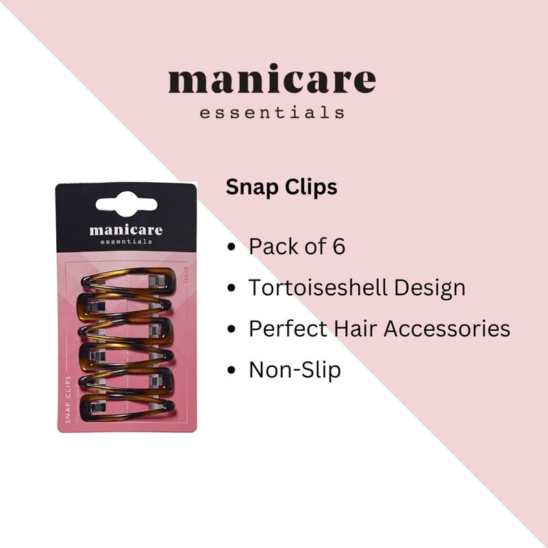 Manicare Treated anti-rust metal Snap Clips, Pack Of 6 Brown Sleepies, Snag Free, Non-Slip Hair Grips, Hair Barrettes, Hair Accessories, Bendies, School Hair Clips, Hair Slides For Sectioning, Decorating And Holds Back Hair All-round well-engineered practical build - Image 1