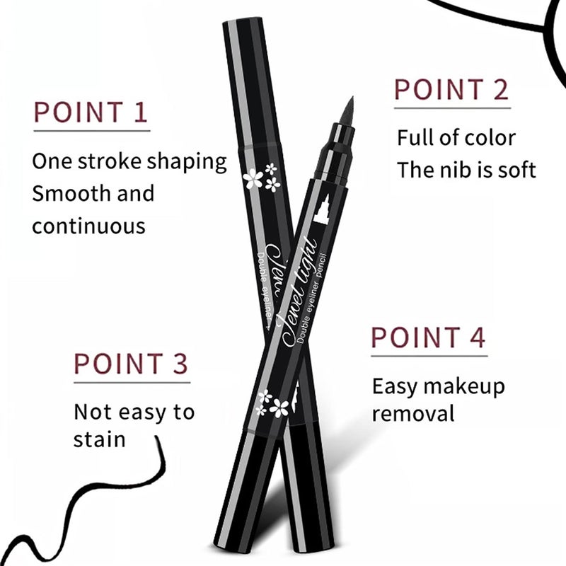 Pinkiou 6Pcs Eyeliner Stamp Pen Set, Long-lasting Eye Liner Pencil for Eye Makeup,Waterproof Double-Sided Liquid Eyeliner Stamp Pen Set for Beginners,Black&Red Heart, Star, Plum,Triangle and Moon - Image 5
