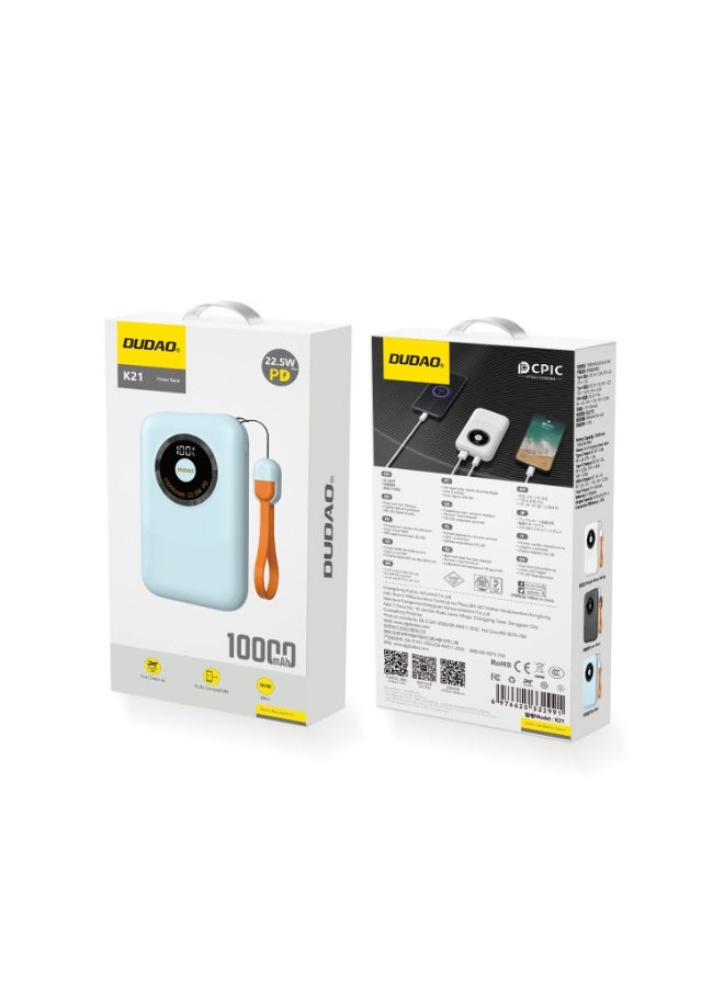 DUDAO K21-BL 22.5W PD 10000MAH POWER BANK -BLU - Image 3