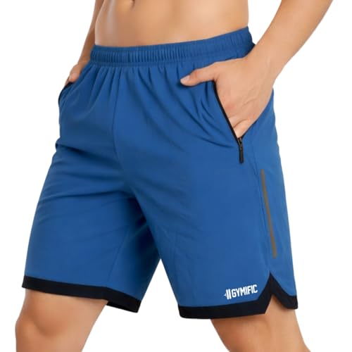 GYMIFIC Sports Training Running Dry Fit Solid Shorts for Men (Pack of 2) (XL, Black/TBLUE) (in, Alpha, L, Regular, Black+T-Blue) - Image 2