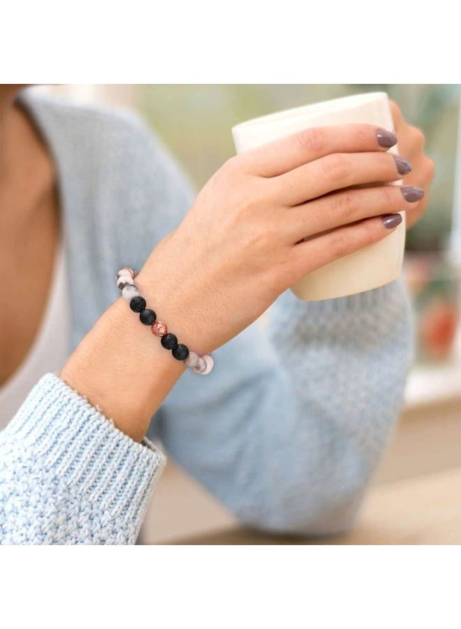 Haoze Healing Bracelets for Women, Anti Anxiety Yoga Beads Stress Relief Healing Thoughts Bracelets Relaxation Gift Aromatherapy Essential Oil Diffuser Lava Bracelet Gifts for Women (Pink)  - Image 3